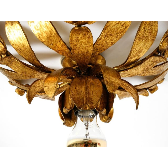 Brutalist Florentine Gold-Plated Iron Ceiling Lamp, 1960s For Sale - Image 14 of 18