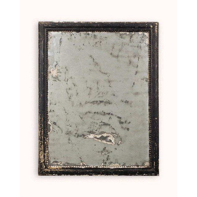 Late Antique 19th Century French Mirror with Black Painted Frame, 1890s For Sale - Image 9 of 10