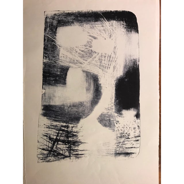 1950s 1950's Stone Lithograph Black and White Abstract San Francisco Artist For Sale - Image 5 of 6