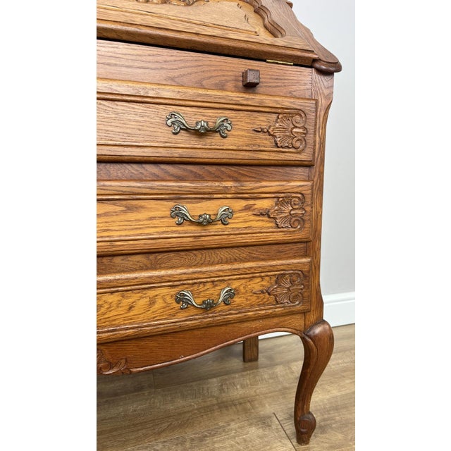 Vintage French Style Secretaire in Oak For Sale - Image 9 of 18