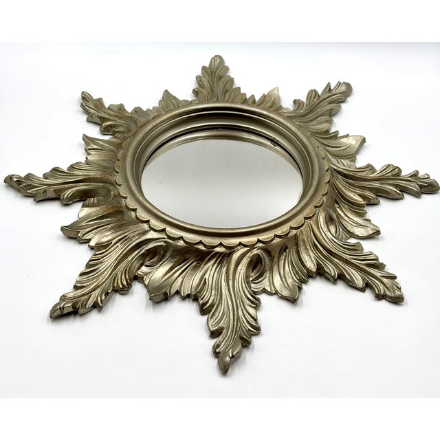 1960s Vintage Italian Silver Gilt Sunburst Mirror For Sale - Image 5 of 8
