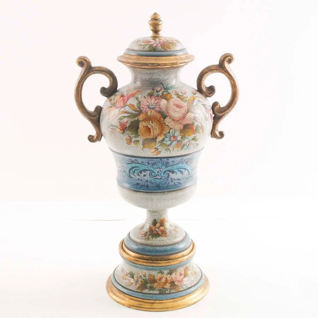 Blue Large Floral & Gold Vase by G. Nico for Bassano, 1800s For Sale - Image 8 of 8