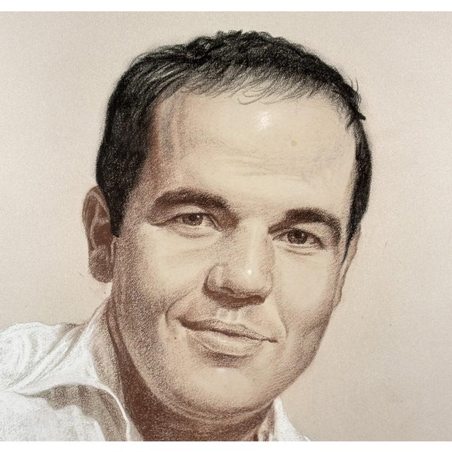 Vintage 1971 Woodi Ishmael Signed Original Pastel Portrait of a Man For Sale - Image 4 of 14