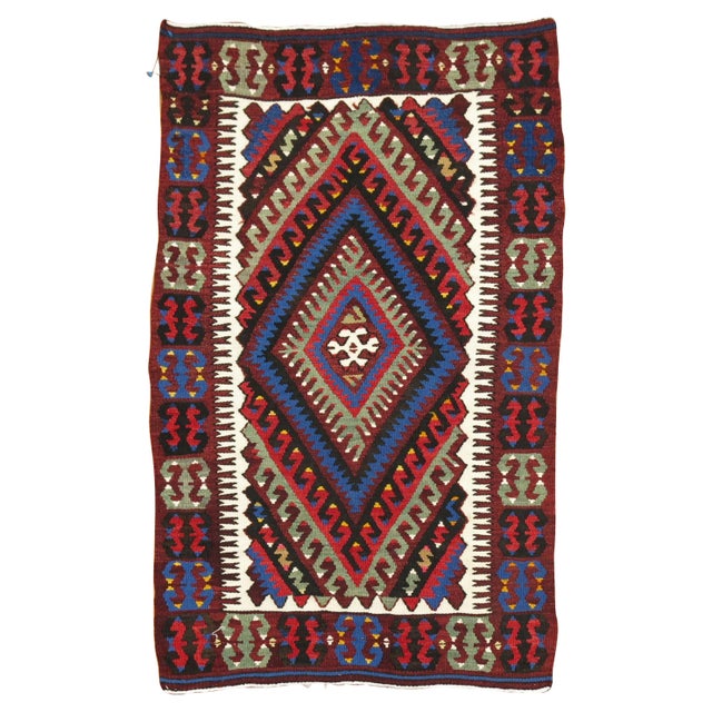 A mini size Turkish Kilim from the mid-20th century Measures: 2'4'' x 3'6".