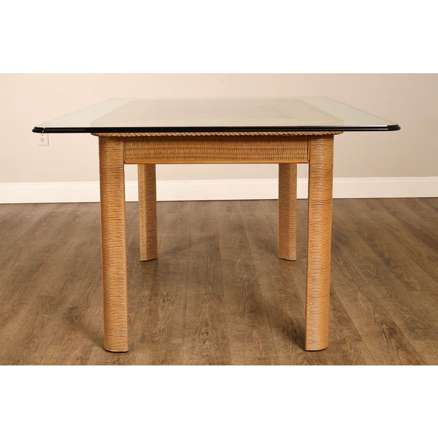 Lexington Henry Link Glass Top Wicker Dining Table For Sale - Image 14 of 18