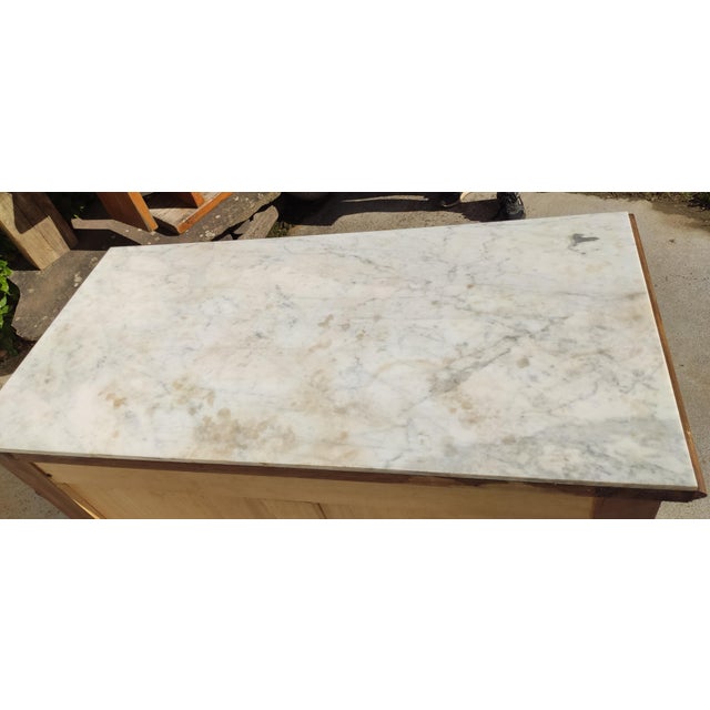 Chest of Drawers in Wood and White Marble, 1950s For Sale - Image 10 of 11