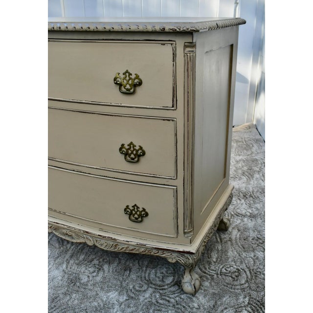 Antique Feldenkrais Wood Chest Chippendale Bachelors Chest in a Distressed Beige For Sale In Philadelphia - Image 6 of 12