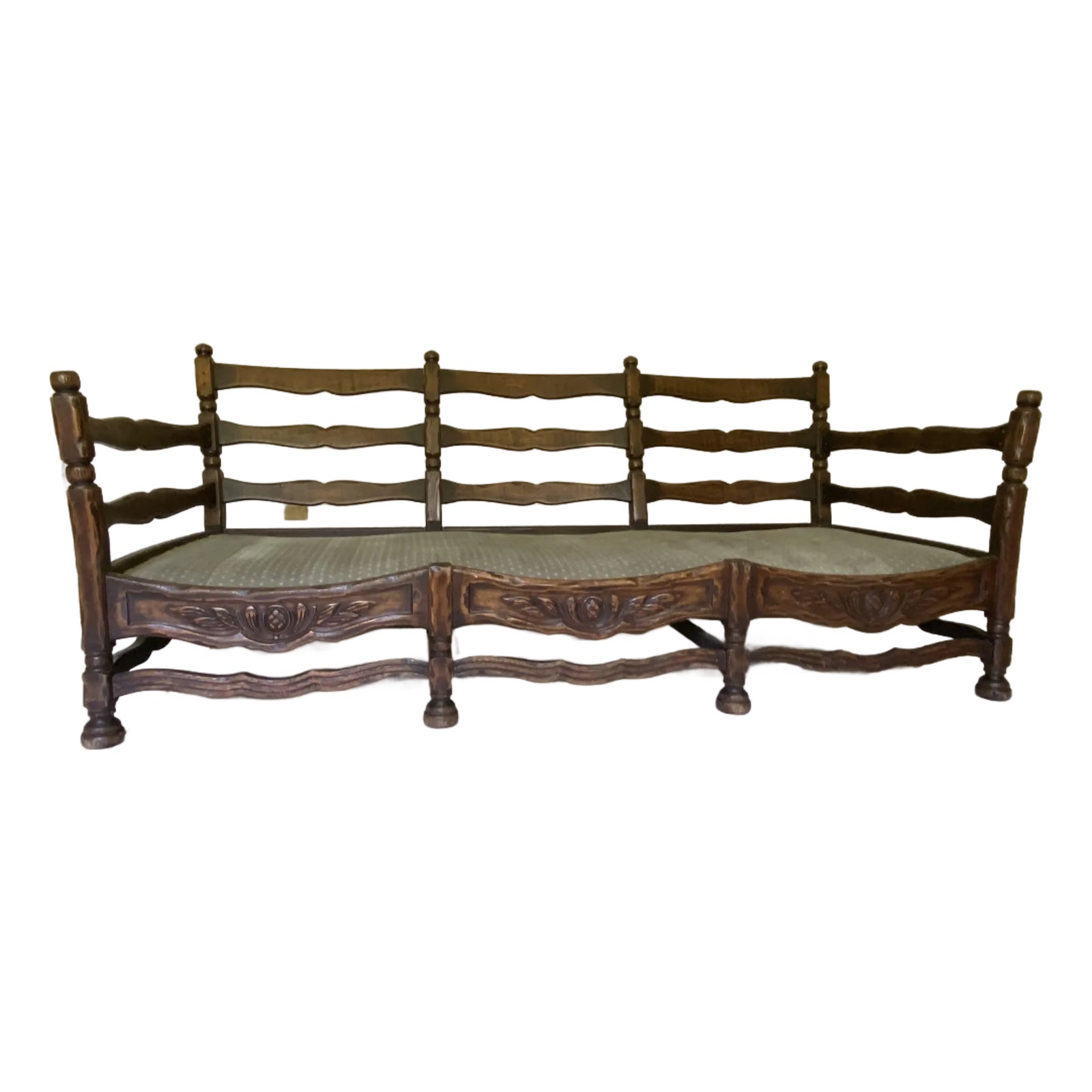 1930s Jamestown Lounge Co. Feudal Oak Three Seat Sofa Chairish