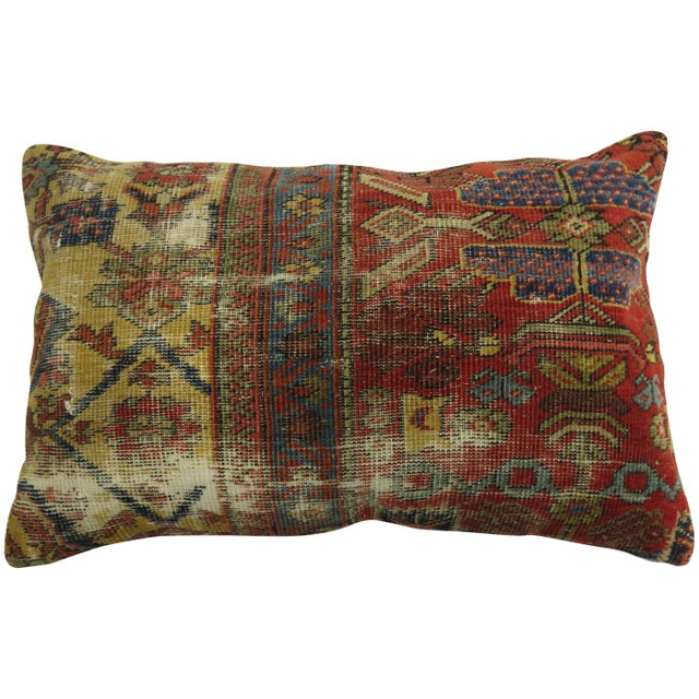 Pillow made from antique Persian Mahal rug with cotton back.
