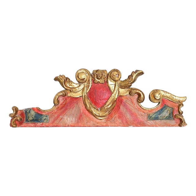 Italian 18th Century Carved Painted and Parcel Gilt Overdoor For Sale