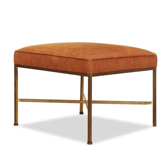 Mid-Century Modern Paul McCobb Brass X-Base Ottomans C 1950s, Pair of For Sale - Image 3 of 5
