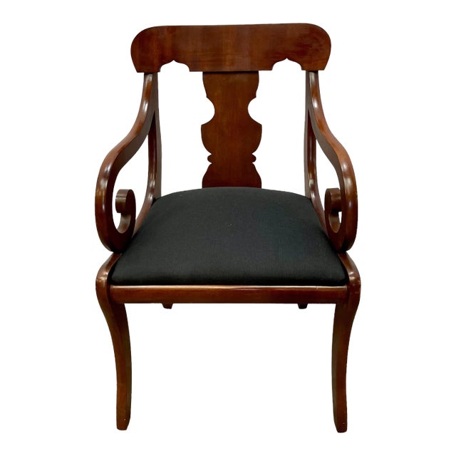 Vintage Traditional Empire Style Cherry Arm Chair For Sale