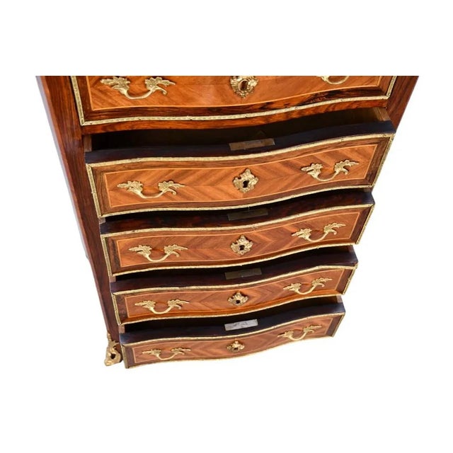 Napoleon III Style Mahogany Secretaire With Marble Top, Mid-19th Century For Sale - Image 4 of 5