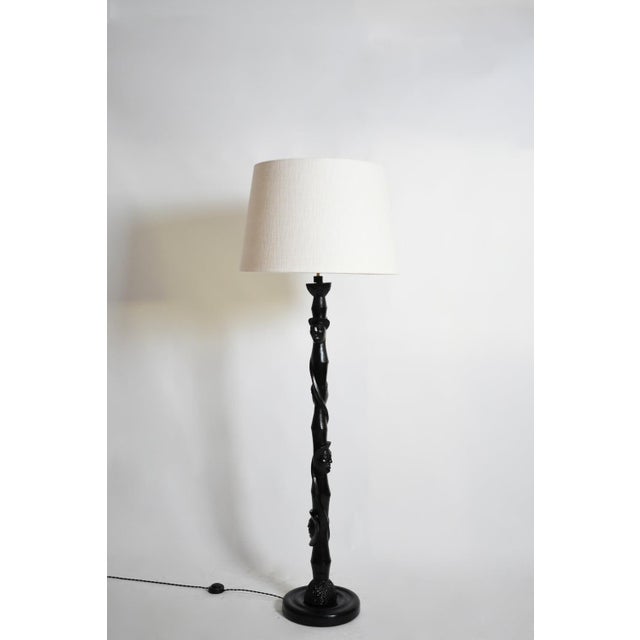 Africanist Ebonised Wood Floor Lamp, 1970s For Sale - Image 6 of 6