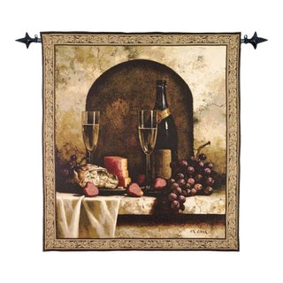 Champagne Banquet Loom Woven Tapestry - 152 X 132 Cm (5'0" X 4'4") - Requires Rod Size 3 For Sale