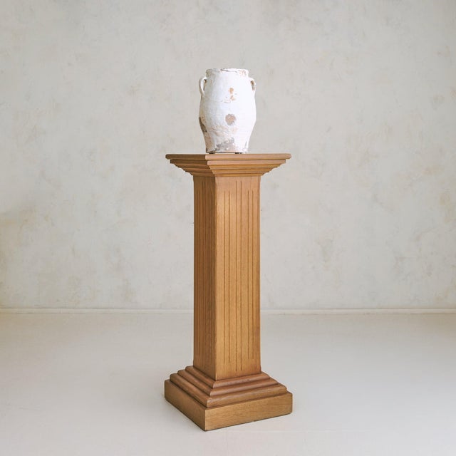 Art Deco French Oak Pedestal with Stepped Base, 1940s For Sale - Image 3 of 10