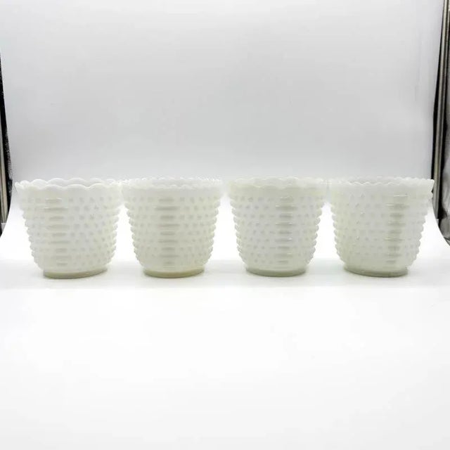 Mid 20th Century Mid 20th Century Fire King Hobnail Milk Glass Planters- Set of 4 For Sale - Image 5 of 10