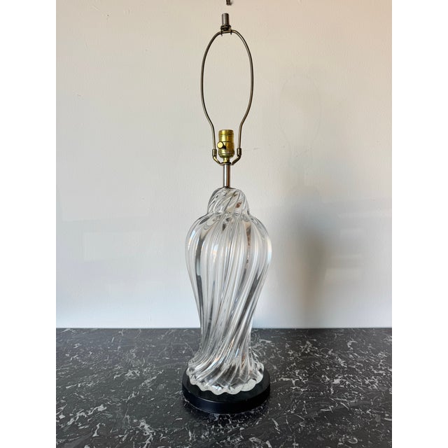Metal 1970s Mid-Century Hand Blown Clear Murano Glass Table Lamp by the Marbro Lamp Company For Sale - Image 7 of 7