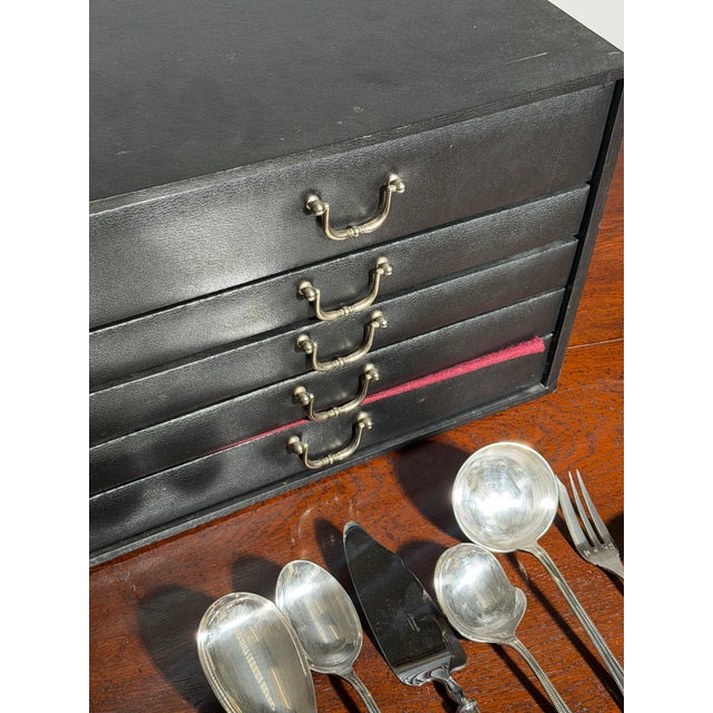 Silver-Plated Perles Cutlery Set for 12 with Anti-Oxidation Chest from Christofle, Set of 127 For Sale - Image 5 of 9