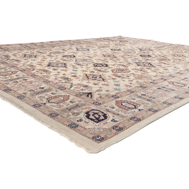 77340 Vintage Indian Tabriz Rug, 08'04 x 10'10. William and Mary style meets transitional design in this hand knotted wool...