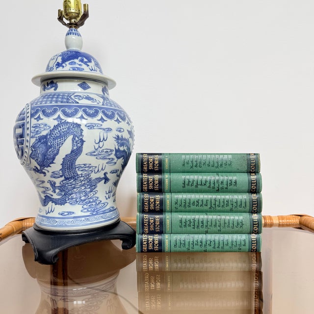 Traditional Vintage Collier Greatest Short Stories Book Set, Decorative Emerald Green Literary Collection, Midcentury Library Styling - Set of 5 For Sale - Image 3 of 11