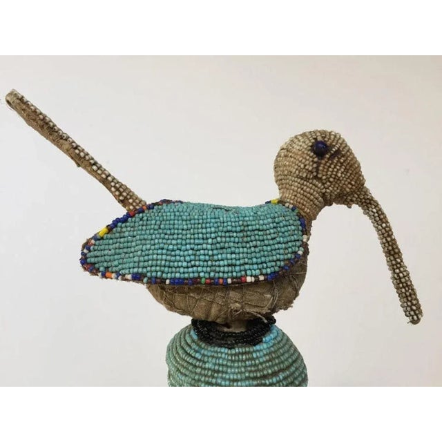Yoruba Beaded Headdress Crown, Antique Art on Lucite Stand For Sale - Image 10 of 12