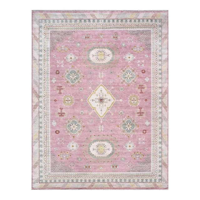 Pasargad Home Khotan Pink Wool Area Rug- 9' 2'' X 11'11'' For Sale