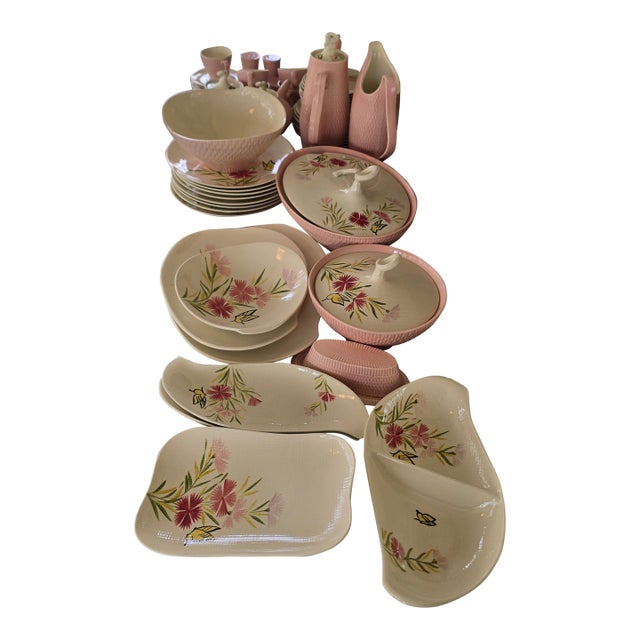 1950s Mid Century Modern Red Wing Pink Spice Collection - 53 pieces For Sale