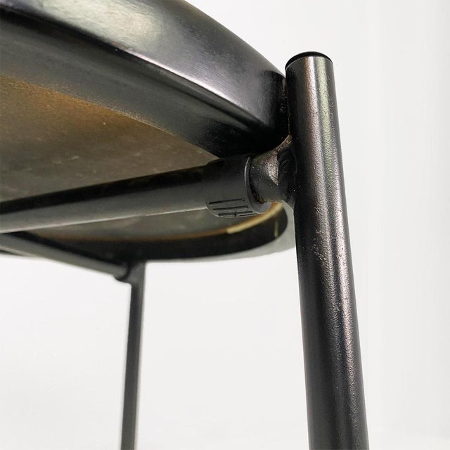Italian Modern Round Black Wood and Metal Chair, 1980s For Sale - Image 15 of 18