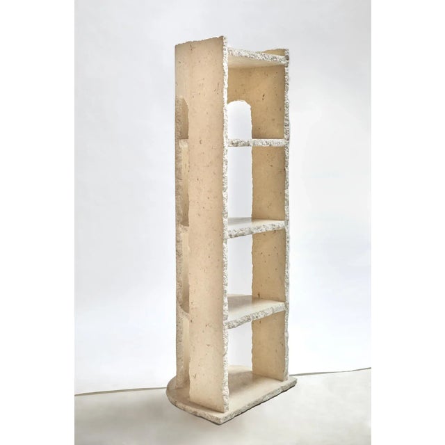 Featured in The 2020 San Francisco Decorator Showcase — 1970s Minimalist Cream Ecru Stone Sculptural Etagere Shelf For Sale - Image 11 of 11