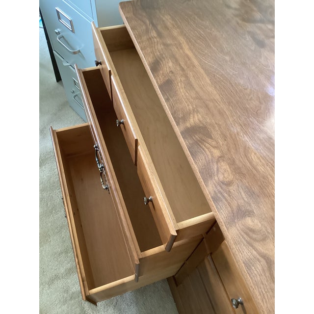 Ethan Allen Vintage 1970’s Ethan Allen Solid Maple Wood 6 Drawer Dresser/Credenza With Durable Laminate Top For Sale - Image 4 of 7