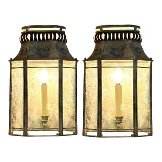 Niermann Weeks Patinated Zinc Wall Lantern Sconces - A Pair For Sale