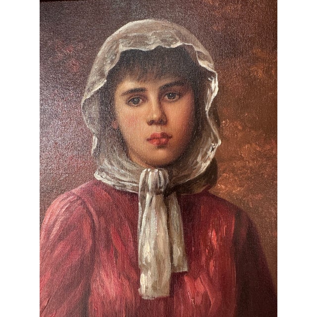 Vintage Painting of Woman With Flowers – Oil on Canvas, Signed For Sale - Image 12 of 12