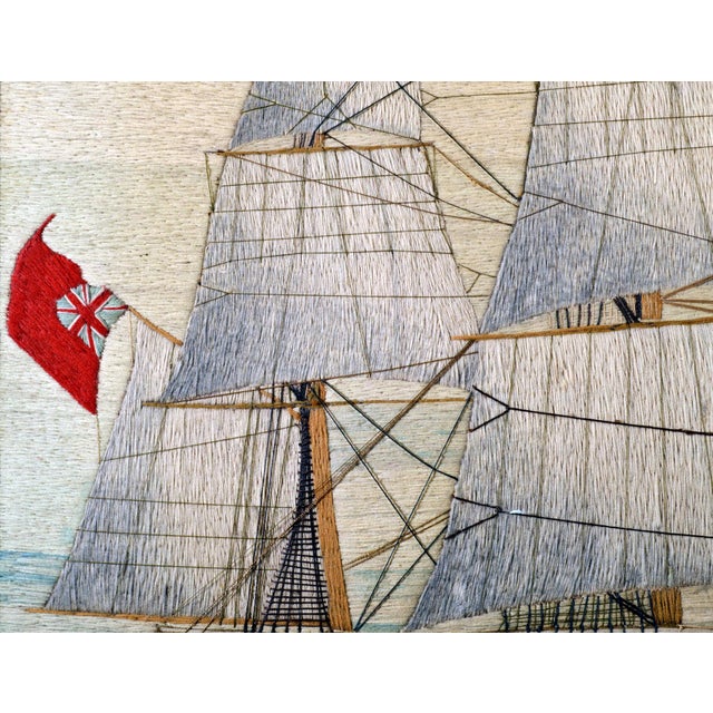 British Sailor’s Woolwork Woolie of a Royal Navy Ship Flying the Red Ensign Circa 1860 For Sale In Philadelphia - Image 6 of 8