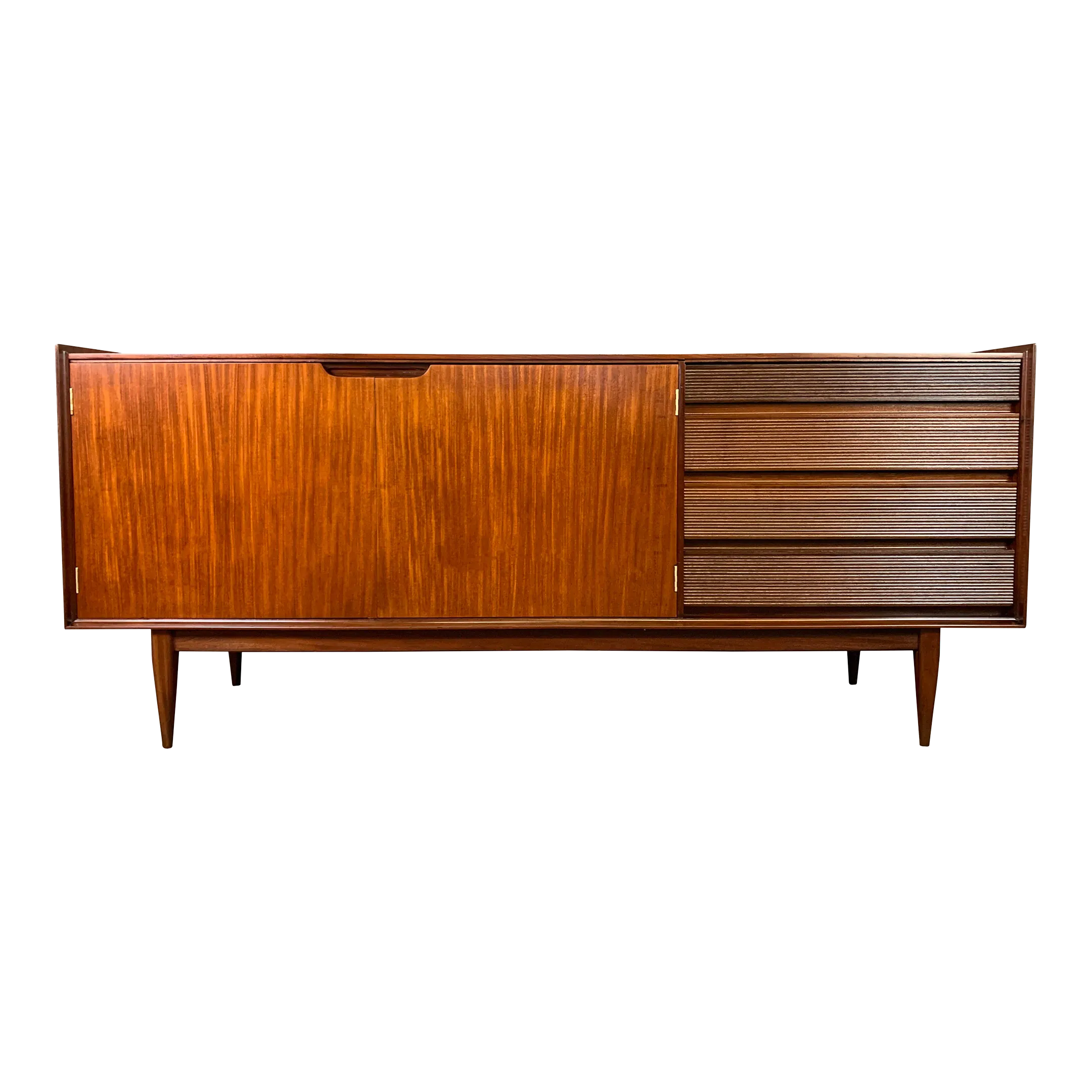 Vintage British Mid Century Modern Afromasia Teak Credenza by