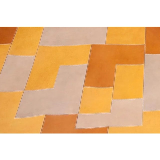 Contemporary Mathe 1 Light Rectangular Floor Leather Rug by Oscar Maschera For Sale - Image 3 of 6
