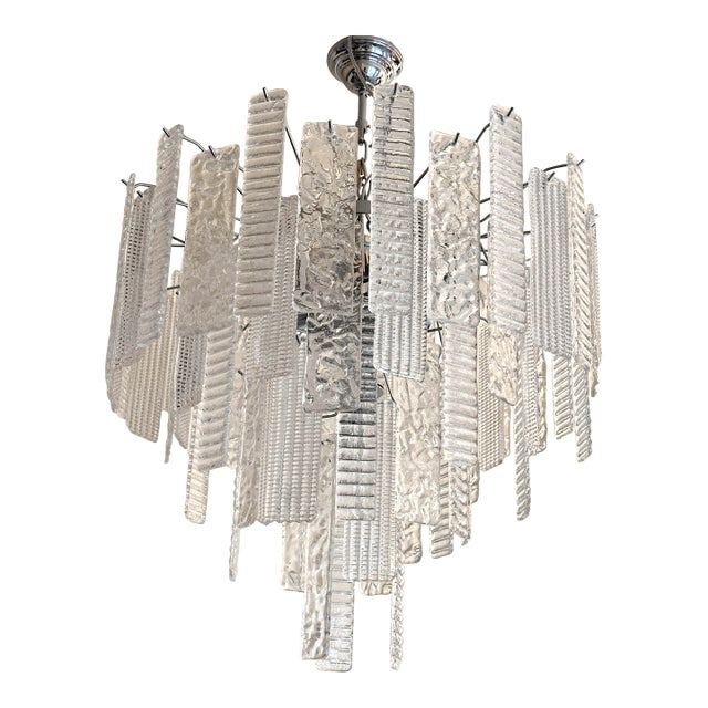 Contemporary Strips “Listelli” Murano Glass Chandelier by Simoeng For Sale