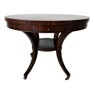 Vintage Thomasville Ernest Hemingway Collection Inlaid Pinwheel Round Center Table With Drawers For Sale