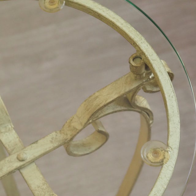 Metal Round Side Table with Glass and Metal Frame For Sale - Image 7 of 10