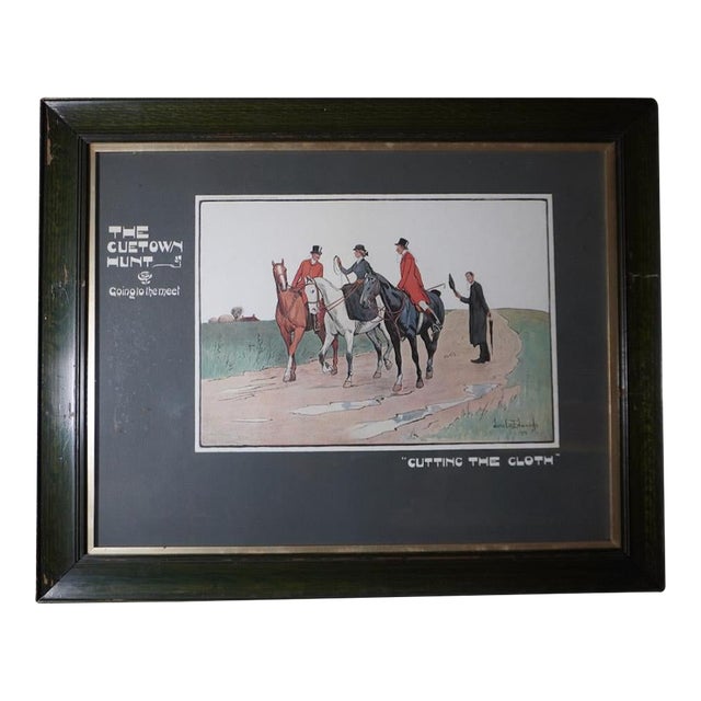 Lionel D. Edwards Fox-Hunting Sporting Print 1903 - The Cuetown Hunt - Going to the Meet - Cutting the Cloth, Framed For Sale