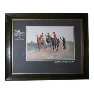Lionel D. Edwards Fox-Hunting Sporting Print 1903 - The Cuetown Hunt - Going to the Meet - Cutting the Cloth, Framed
