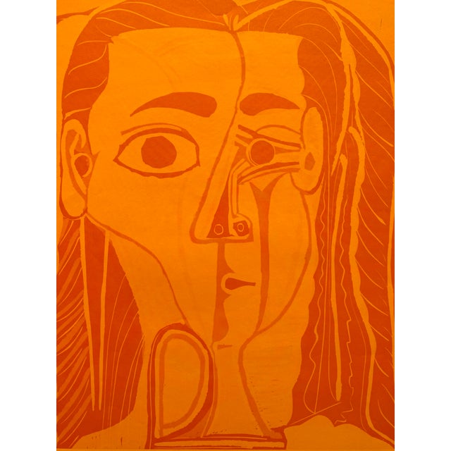 Paper Pablo Picasso Vintage 1970 Mid Century Modernist Lithograph Print Palm Beach Exhibition Poster " Grand Tete De Feme " 1962 For Sale - Image 7 of 11