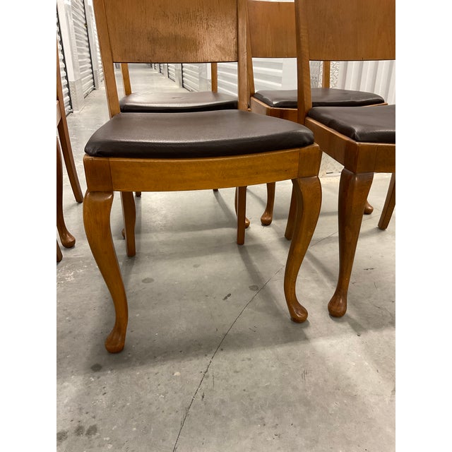 Chocolate Set of 8 Danish Modern Beech Dining Chairs – 1960s – Cabriole Legs For Sale - Image 8 of 18
