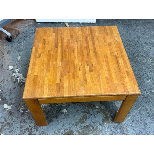 Late 20th Century Modernist Butcher-Block Oak Side Table, Vintage For Sale - Image 5 of 12
