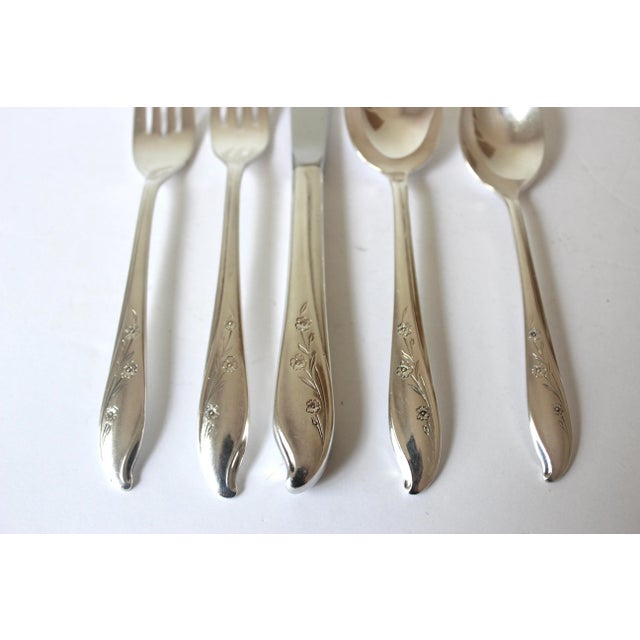 1957 Springtime 5 Piece Place Setting for 8 Matching Floral Set Plus Vintage Rogers 42 Pieces For Sale - Image 6 of 9