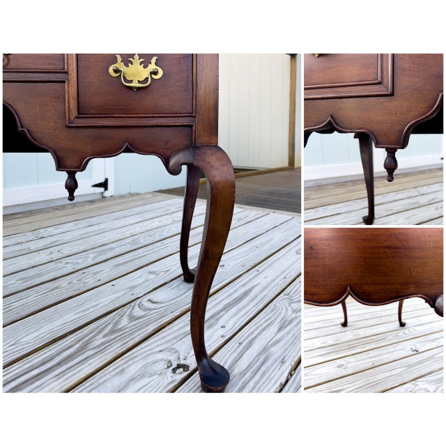 1800 to 1850s 19th Century Antique Lowboy Dresser With One Plank Mahogany Top and Cabriole Legs