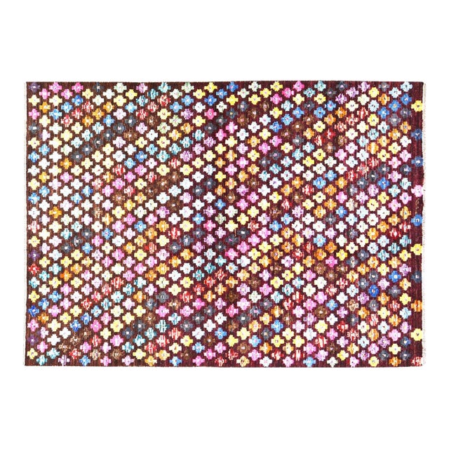 1950s Moroccan Millefleur Hand Knotted Wool Rug, 5'7''x7'9'' For Sale