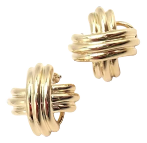 Late 20th Century Vintage Tiffany & Co. X Kiss Yellow Gold Medium Earrings, A Pair