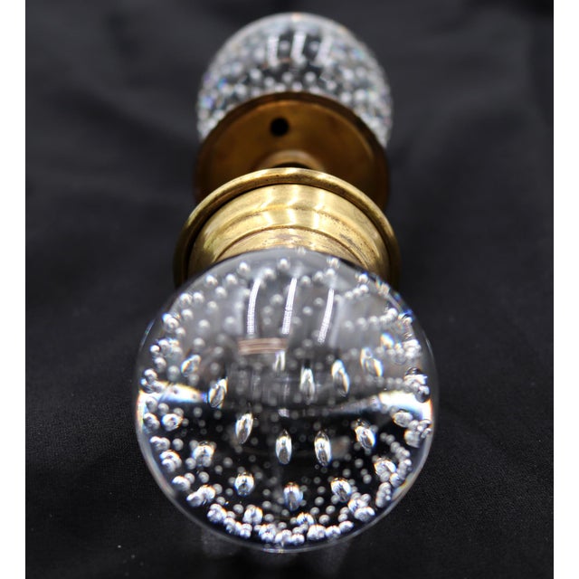Early 20th Century Antique Controlled Bubble Glass Wide Shank Door Knob Set For Sale - Image 5 of 6