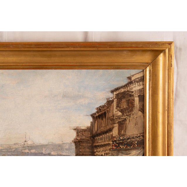 Unknown, Animated Orientalist Landscape, 1884, Oil on Panel For Sale - Image 10 of 15